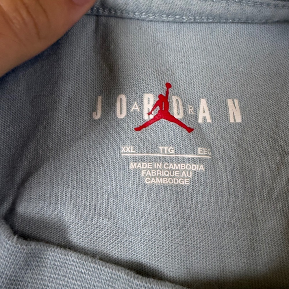 Jordan Mens Light Blue Multi‎ Color Graphic Logo T-Shirt XXL 7664 - Picture 2 of 4